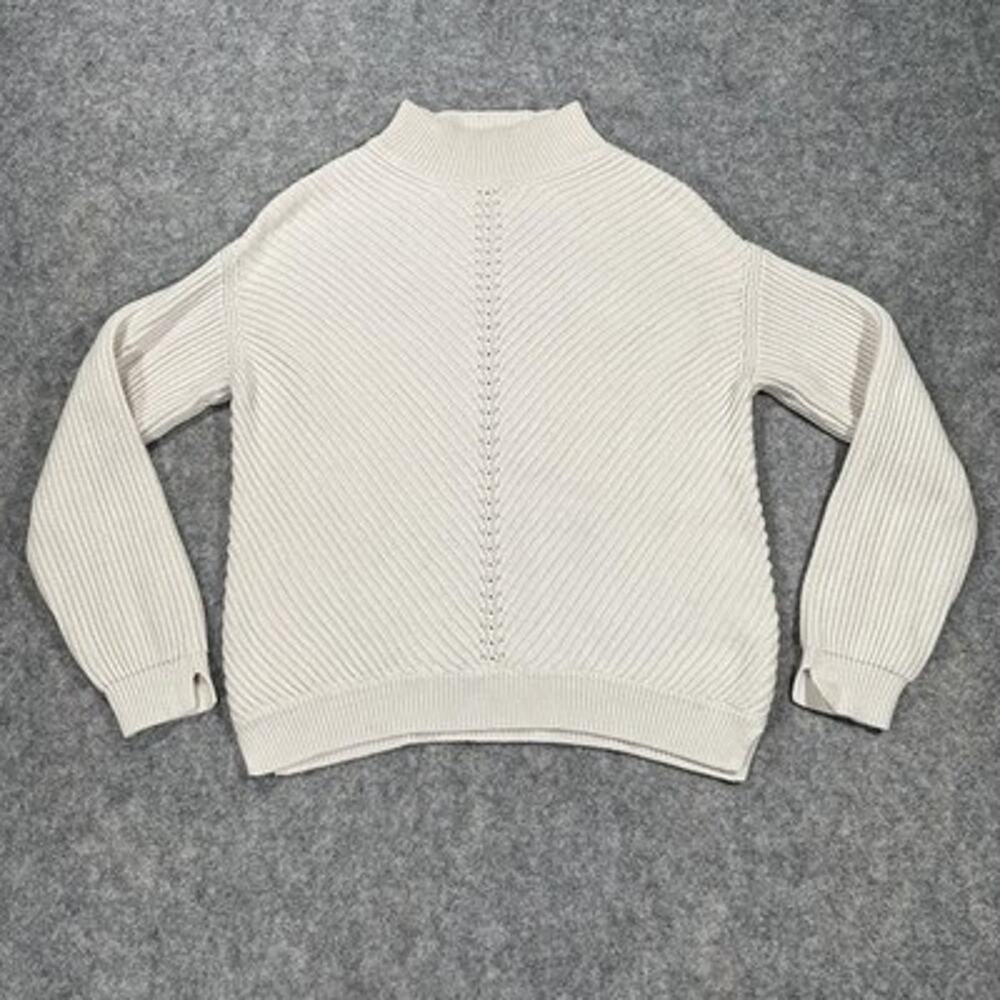 Marine Layer Sweater Womens M Off White Cotton Blend Mock Neck Skylar Chunky